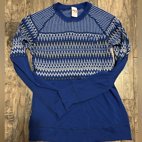 Kari Traa Sweaters - Kari Traa Blue and White Crew Neck Sweater